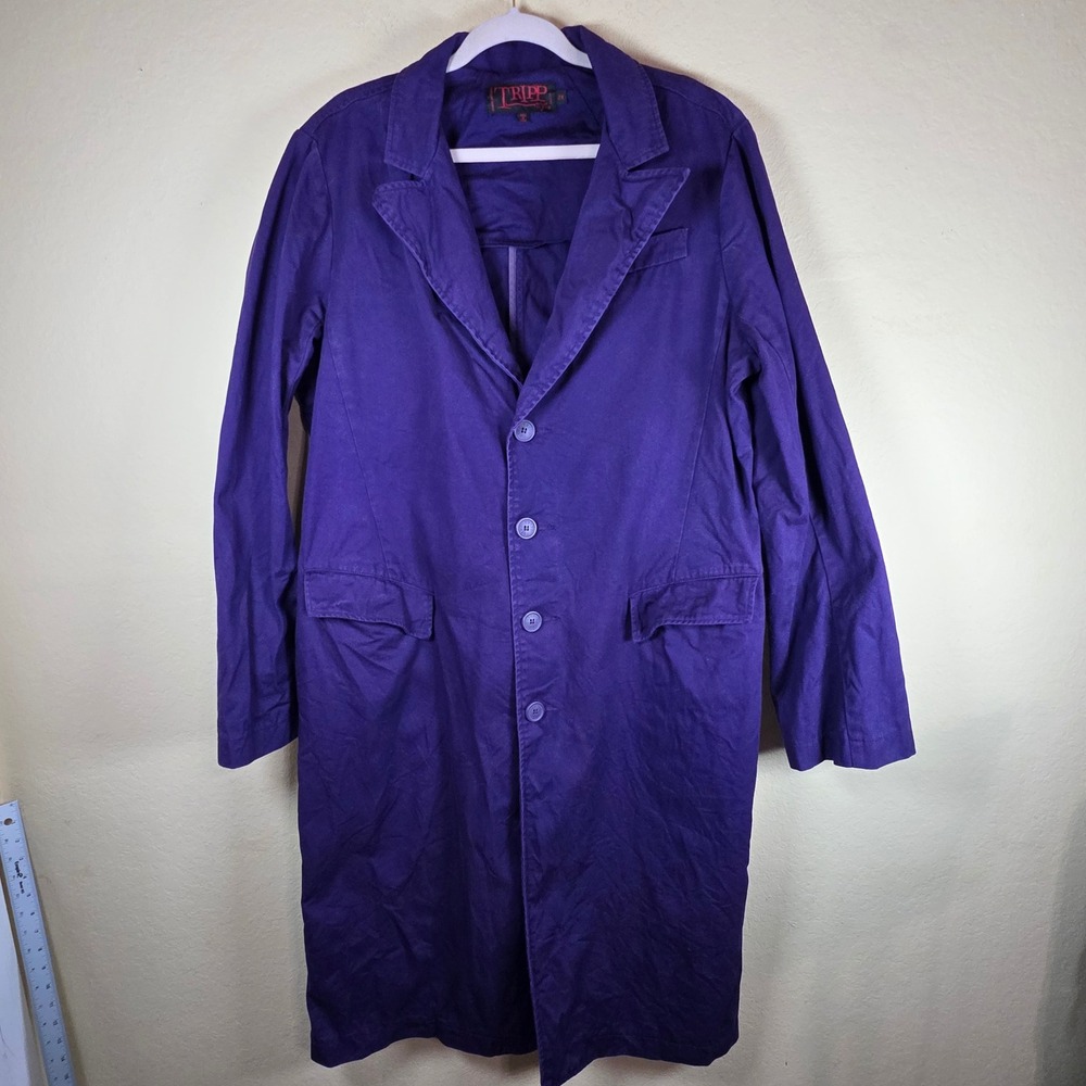 TRIPP NYC MAN unisex heavy duty festival Purple Cotton Trench Coat Jacket‎ 2X